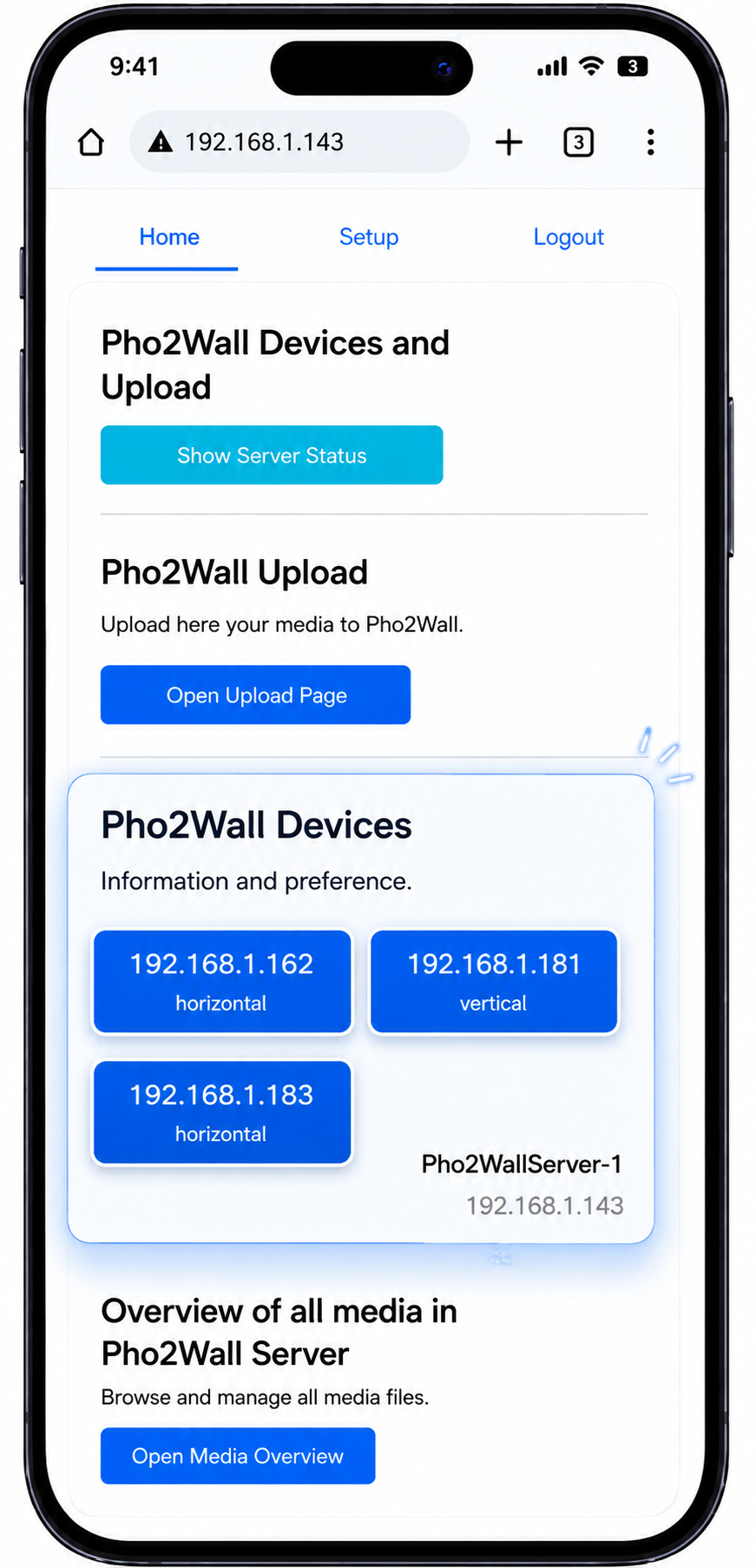 Pho2Wall Home screen