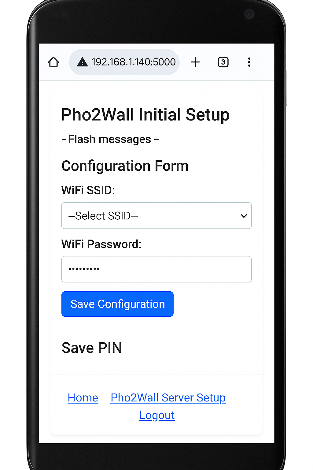 Pho2Wall setup page image